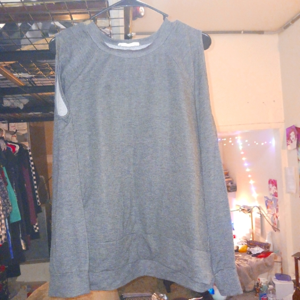 Indigo Rose Gray Cold Shoulder Sweater
